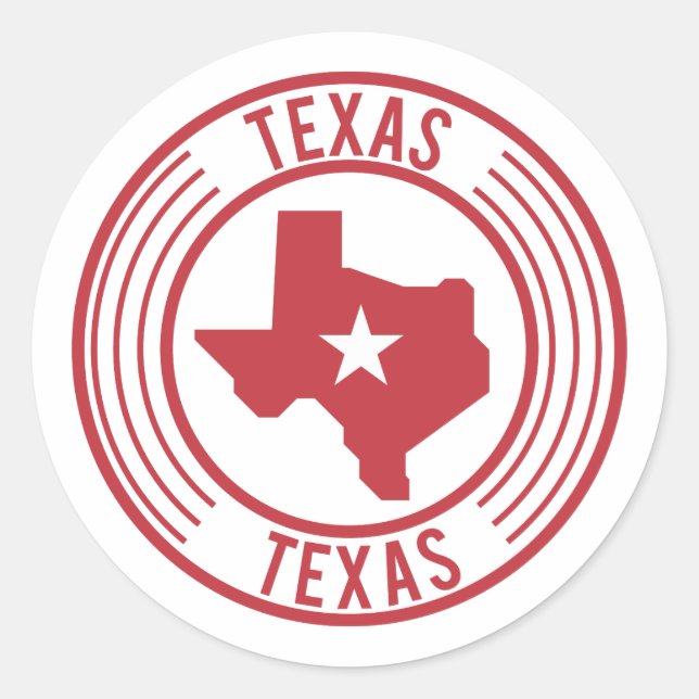 Red Texas Map White Star in Circle Classic Round Sticker (Front)