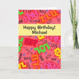 Red Text Art Symbols Words Card