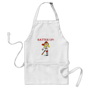 Red Text Batter Up Girls Softball Shirts and Gifts Standard Apron