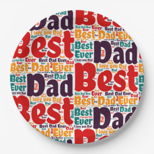 Red Text Best Dad Ever Paper Plate