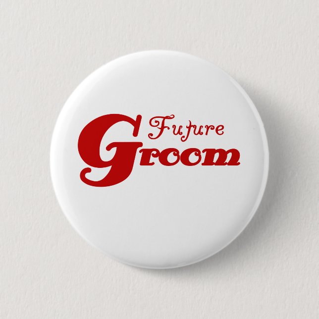 Red Text Future Groom 2 Inch Round Button (Front)