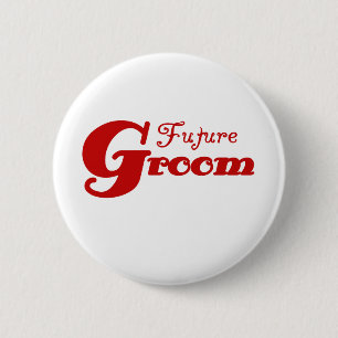 Red Text Future Groom 2 Inch Round Button