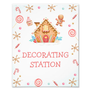 Red Text Gingerbread House Decorating Station Sign