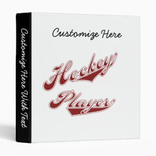 Red Text Hockey Player T-shirts and Gifts Binder