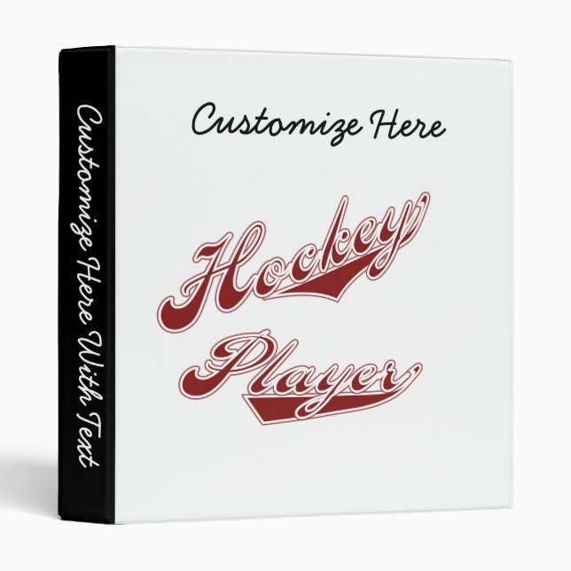 Red Text Hockey Player T-shirts and Gifts Binder (Front/Spine)