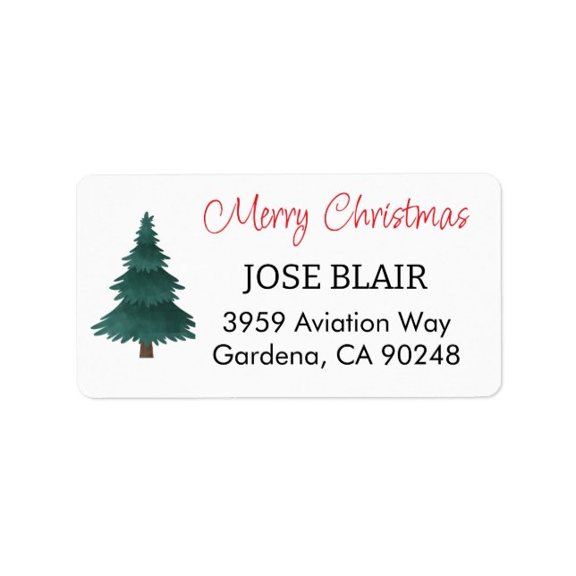 Red Text Modern Merry Christmas Label (Front)