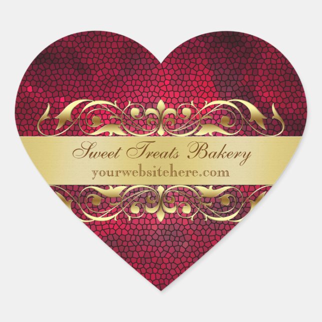 Red Texture Heart Cupcake Baking Label Sticker (Front)