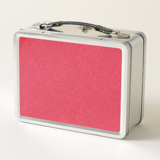 Red textured background with  swirling pattern metal lunch box (Back)