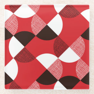 Red Textured Diagonal Dynamic Pattern Glass Coaster
