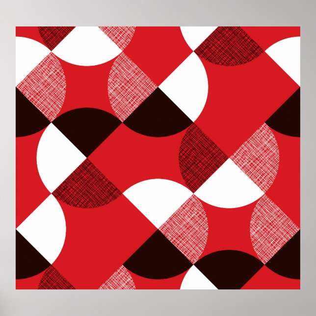 Red Textured Diagonal Dynamic Pattern Poster (Front)