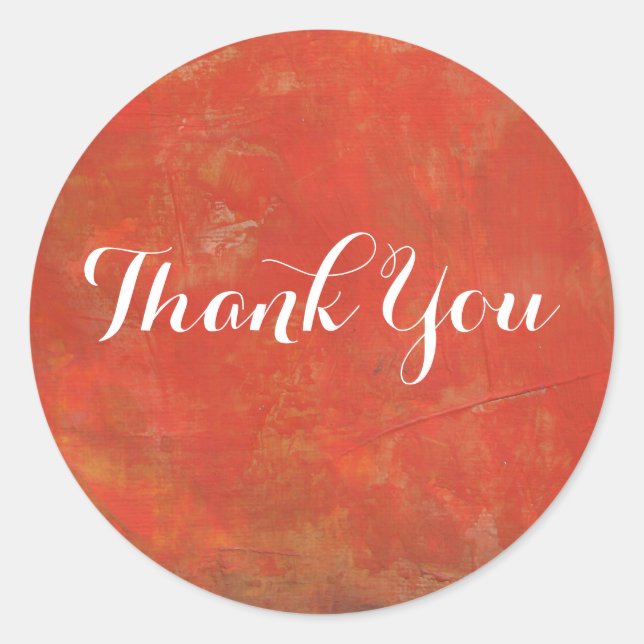 Red Textured Grunge Abstract Background Thank You Classic Round Sticker (Front)