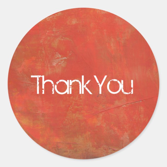 Red Textured Grunge Abstract Background Thank You Classic Round Sticker (Front)