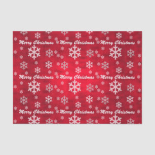Red Textured Merry Christmas with Snowflakes Tissue Paper