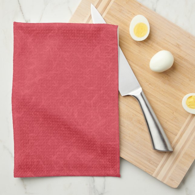 Red textured surface with subtle swirling pattern kitchen towel (Quarter Fold)