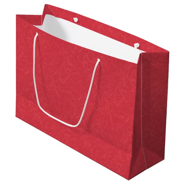 Red textured surface with subtle swirling pattern large gift bag (Front Angled)