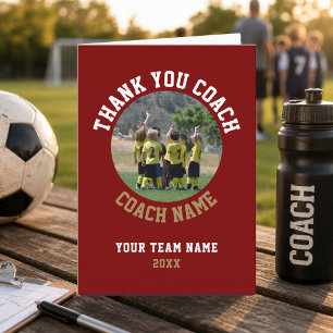 Red Thank you Coach Card Team Name Photo