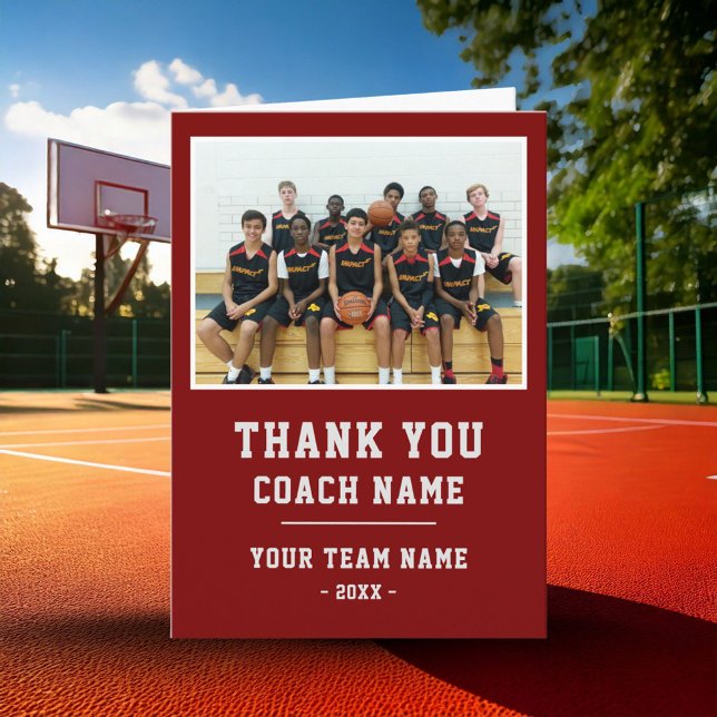Red Thank you Coach Card Team Name Photo (Creator Uploaded)