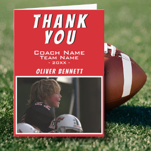 Red Thank you Coach Card with Photo Name