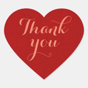 Red, Thank You, Heart Heart Sticker