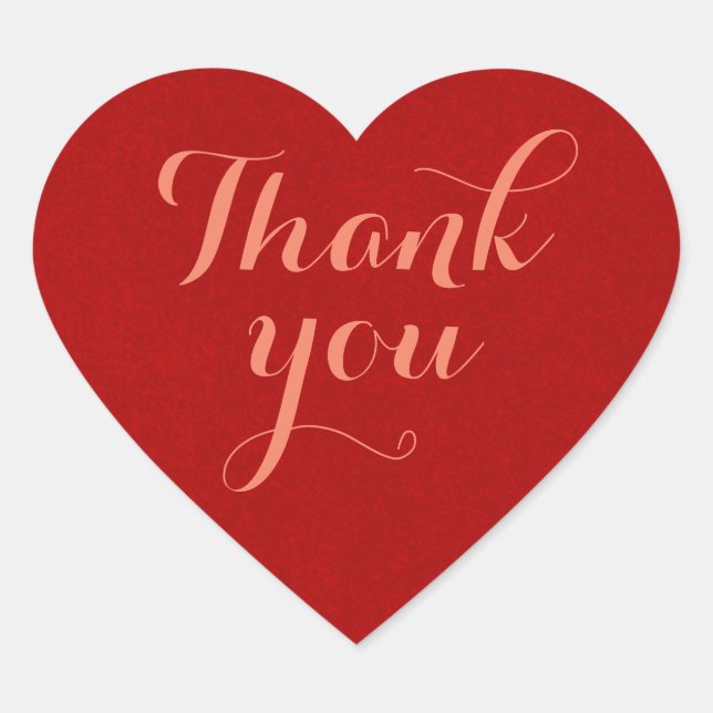 Red, Thank You, Heart Heart Sticker (Front)