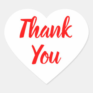 Red Thank You Heart Wedding Bridal Shower Heart Sticker