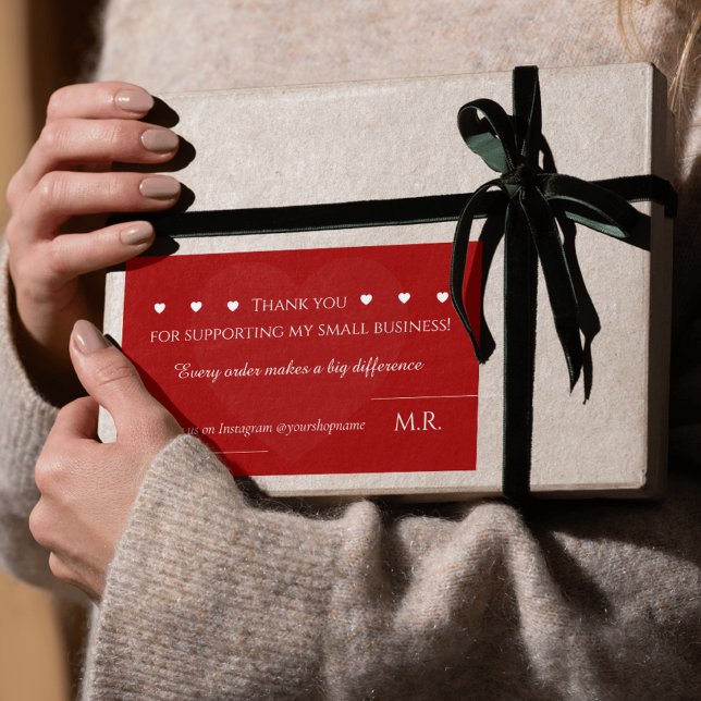 Red Thank You Sticker | Custom Business Label (Créateur téléchargé)