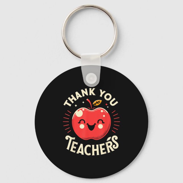Red Thank You Teachers Motivational Appreciation F Keychain (Front)