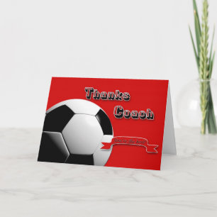 Red Thanks Soccer Coach Thank You Card