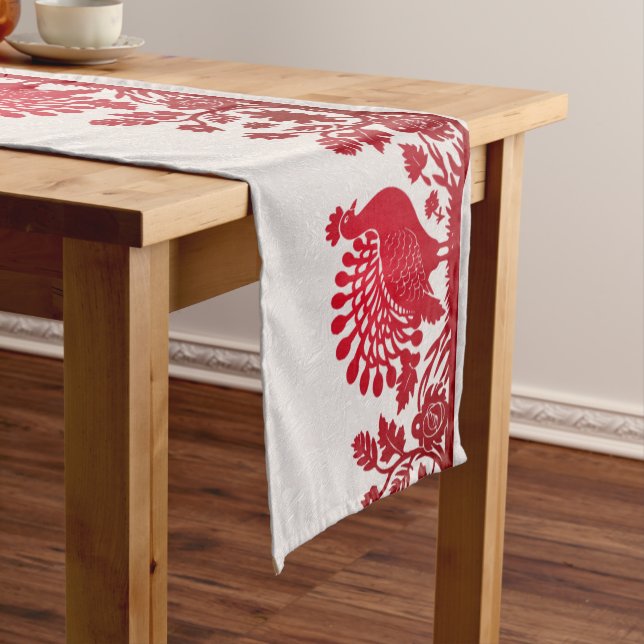 Red Thanksgiving Turkey Floral Table Runner (In Situ)