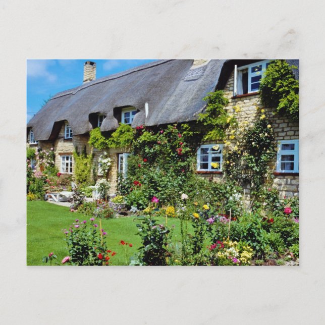 Red Thatched cottage near Gloucester, Cotswolds fl Postcard (Front)