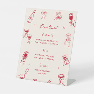 Red That's Amore Bridal Shower Cin Cin Bar Pedestal Sign