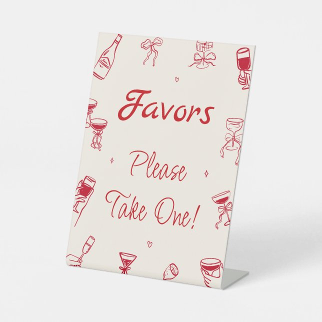 Red Thats Amore Bridal Shower Favour Pedestal Sign (Front)