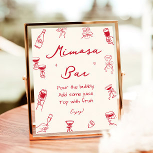 Red Thats Amore Bridal Shower Mimosa Bar Poster