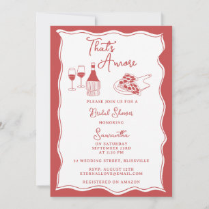 Red That's Amore Italian Pizza Wine Bridal Shower Invitation