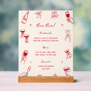 Red Thats Amore Party Cin Cin Bar  Acrylic Sign