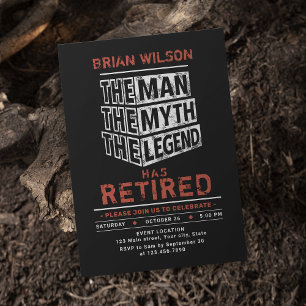 Red The Man The Myth The Legend Retirement Party Invitation