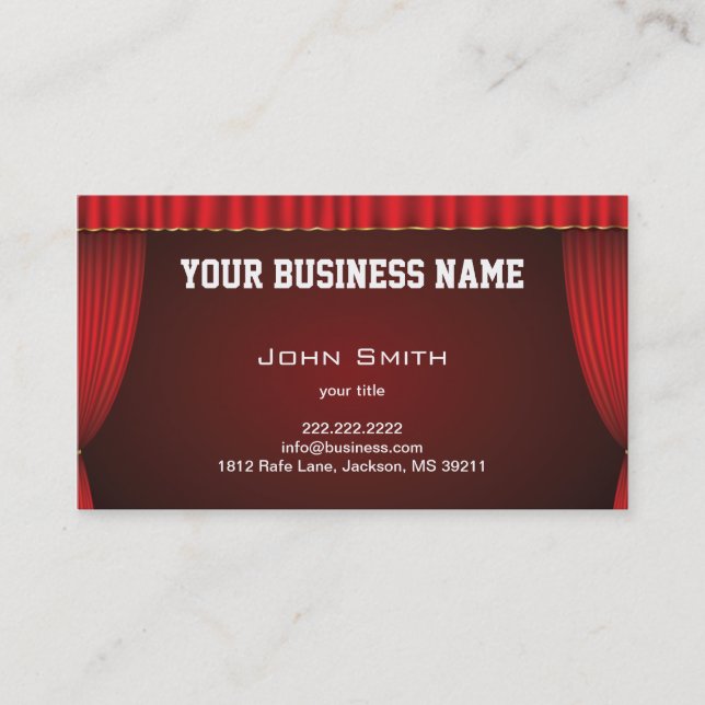 Red Theatre Curtain Business Card (Front)