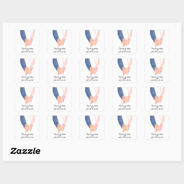 Red Thread of Fate – Soulmate Hand-Holding Love Ar Square Sticker (Sheet)