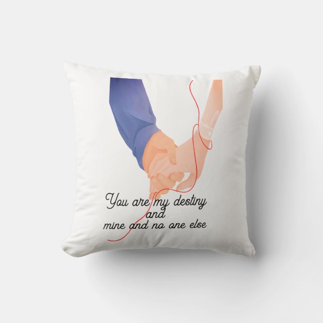 Red Thread of Fate – Soulmate Hand-Holding Love Ar Throw Pillow (Front)