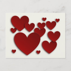 Red Three Dimensional Hearts-Valentine's Day Card