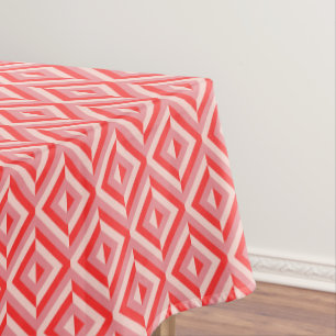 Red Three-Tone Diamond Pattern Tablecloth