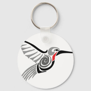 red throat-ed grey hummingbird keychain