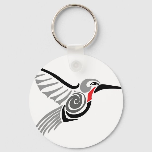 red throat-ed grey hummingbird keychain (Front)