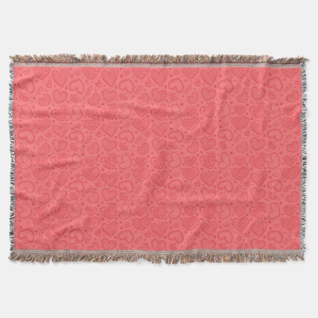 Red Throw Blanket with Hearts (Front)