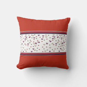 Red Throw Pillow wit Heart Panel MO JO pillows