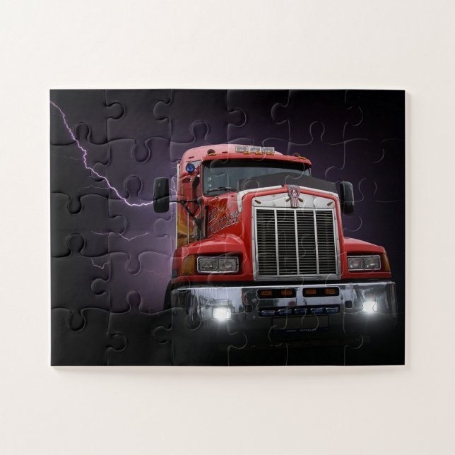 Red Thunder KW Big Rig 18 Wheeler Jigsaw Puzzle (Horizontal)