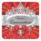 Red Tiara & Damask Quinceanera Sticker