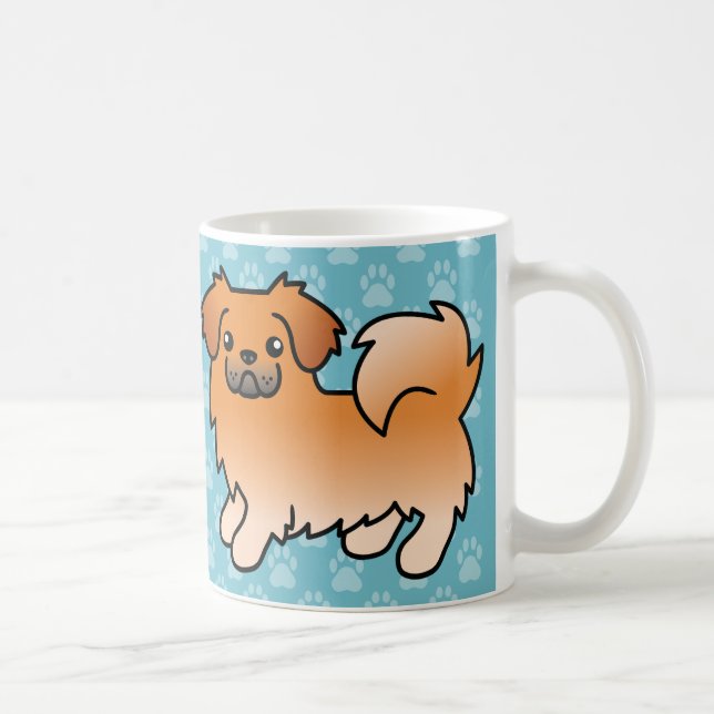 Red Tibetan Spaniel Cartoon Dog Coffee Mug (Right)