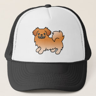 Red Tibetan Spaniel Cute Cartoon Dog Trucker Hat