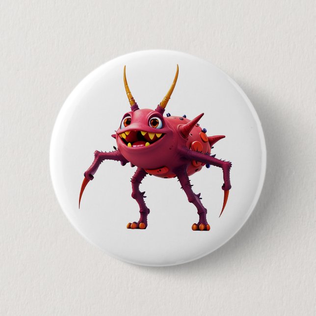 Red TickToc Monster - 2 Inch Round Button (Front)